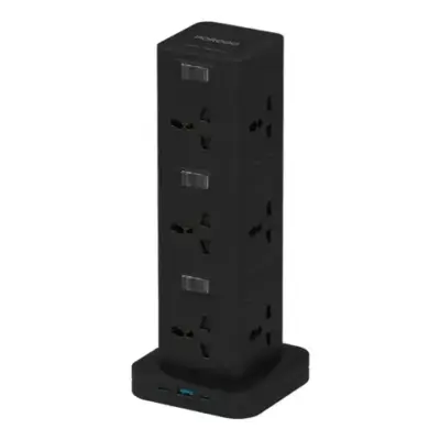 Porodo Three-Story 12AC Power Hub With USB-C PD & Quick Charge 3.0