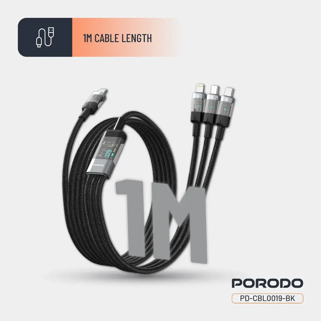 Porodo Transparent Type-C Input Fast Charging Cable