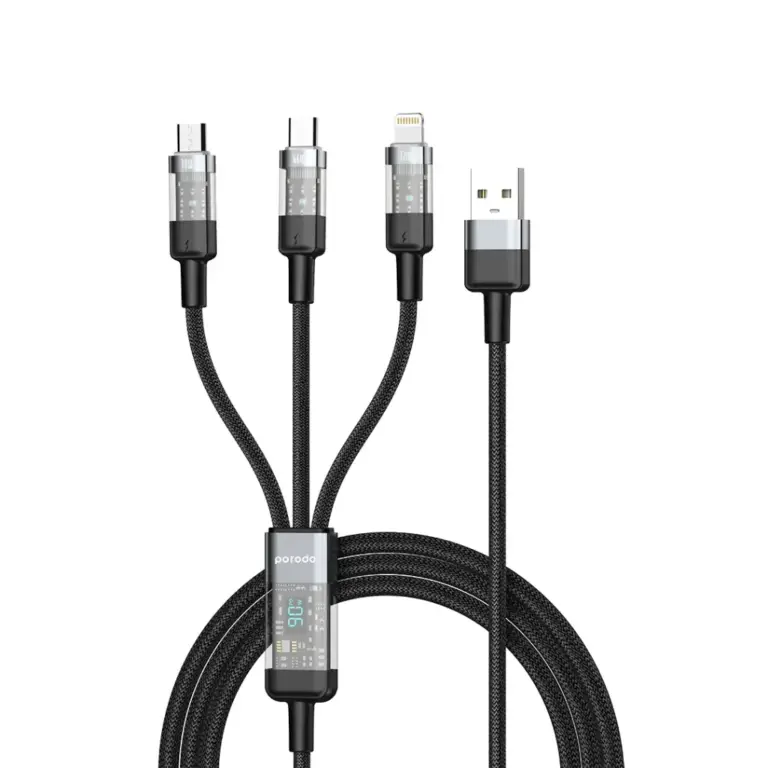 Porodo Transparent USB-A Input Fast Charging Cable
