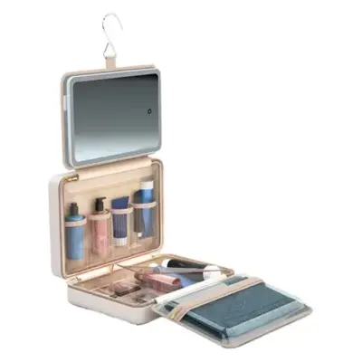 Porodo Travel Makeup Case with Detachable LED Mirror & Hanging Hook