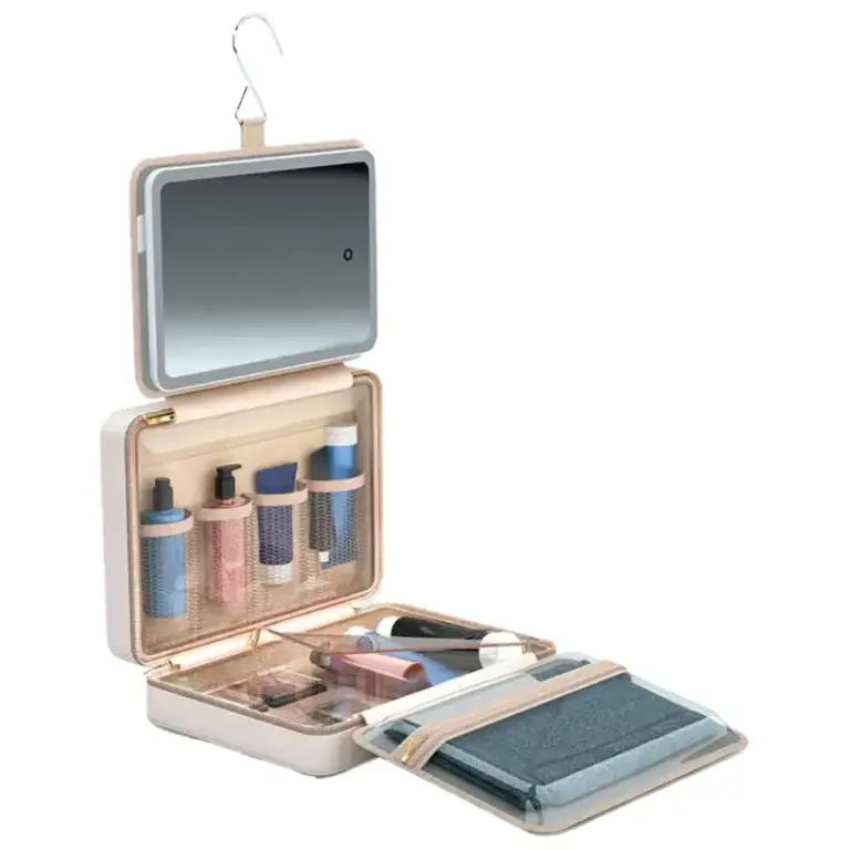Porodo Travel Makeup Case with Detachable LED Mirror & Hanging Hook