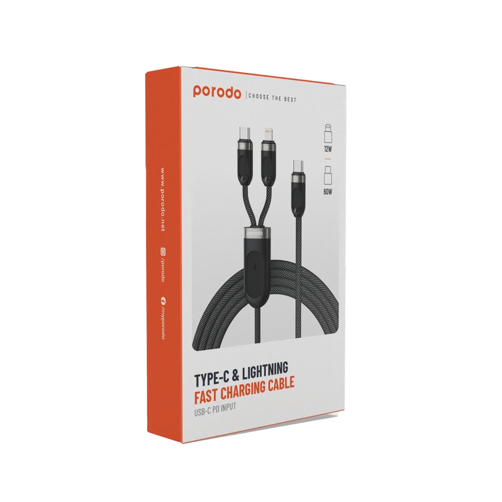 Porodo Type-C & Lightning Fast Charging Cable