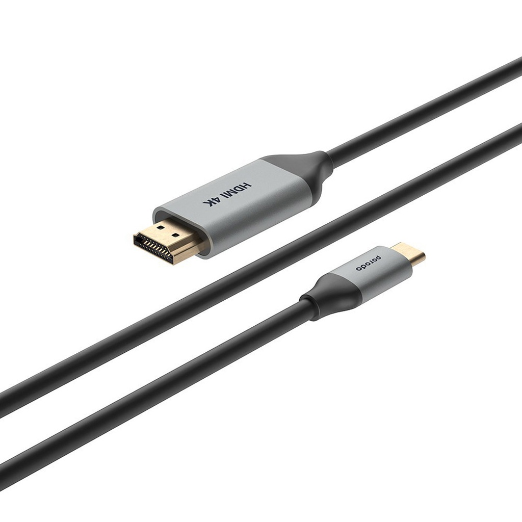 Porodo Type-C to 4K HDMI Cable 2m with Premium Aluminum Finish
