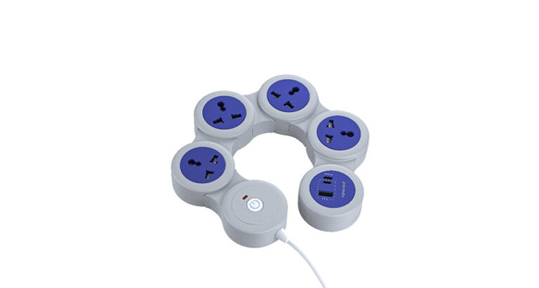 Porodo USB-A Type-C and 4 AC Multiport Socket with UK Plug 2500W PD 20W 3M- Gray