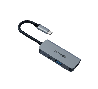 Porodo USB-C HUB, USB C to HDMI 4K Multiport Adapter, 3 in 1 Hub with USB 2.0