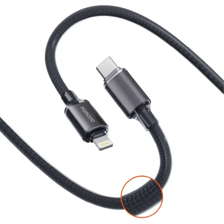 Porodo USB-C to Lightning Braided Cable