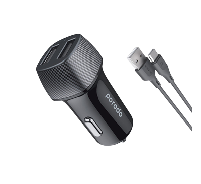 Porodo Ultimate Car Charger Dual Port With Type-C Cable