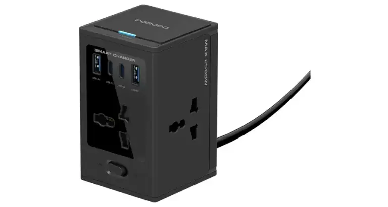 Porodo Universal GaN Multi-Port Cube Adapter with 4 AC Sockets