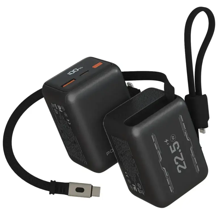 Porodo Voltra 10000mAh Power Bank with Retractable Type-C Cable