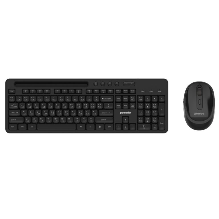 Porodo Wireless 2.4G+BT Keyboard with Pen/Phone Tray and Mouse