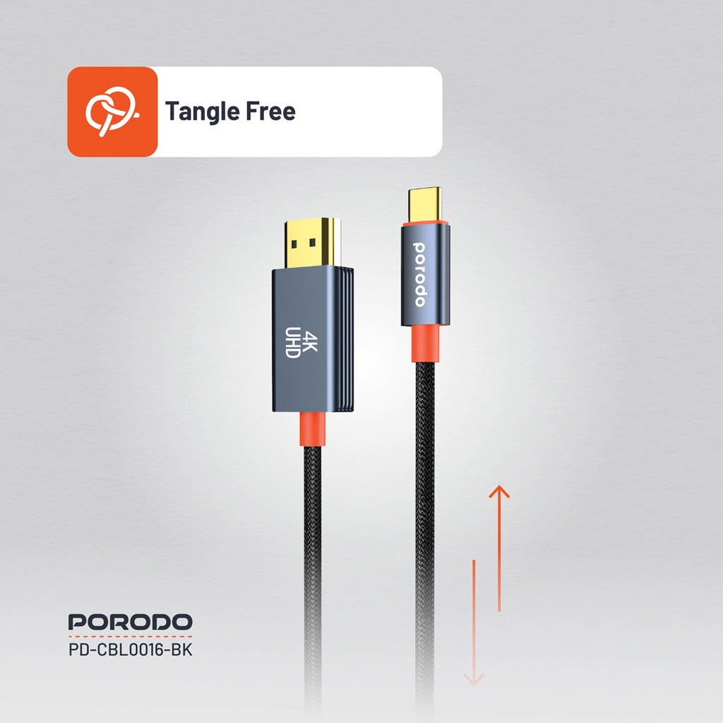 Porodo Woven Cable Type-C to HDMI