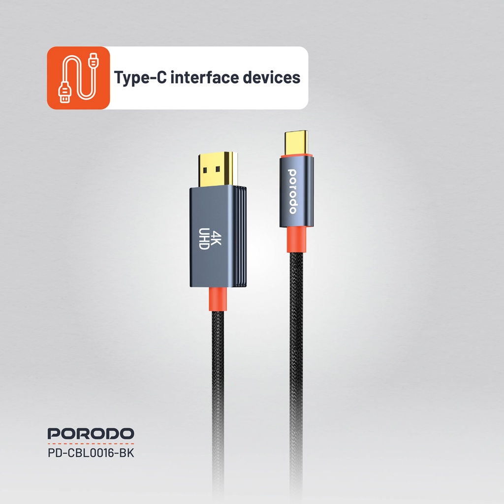 Porodo Woven Cable Type-C to HDMI