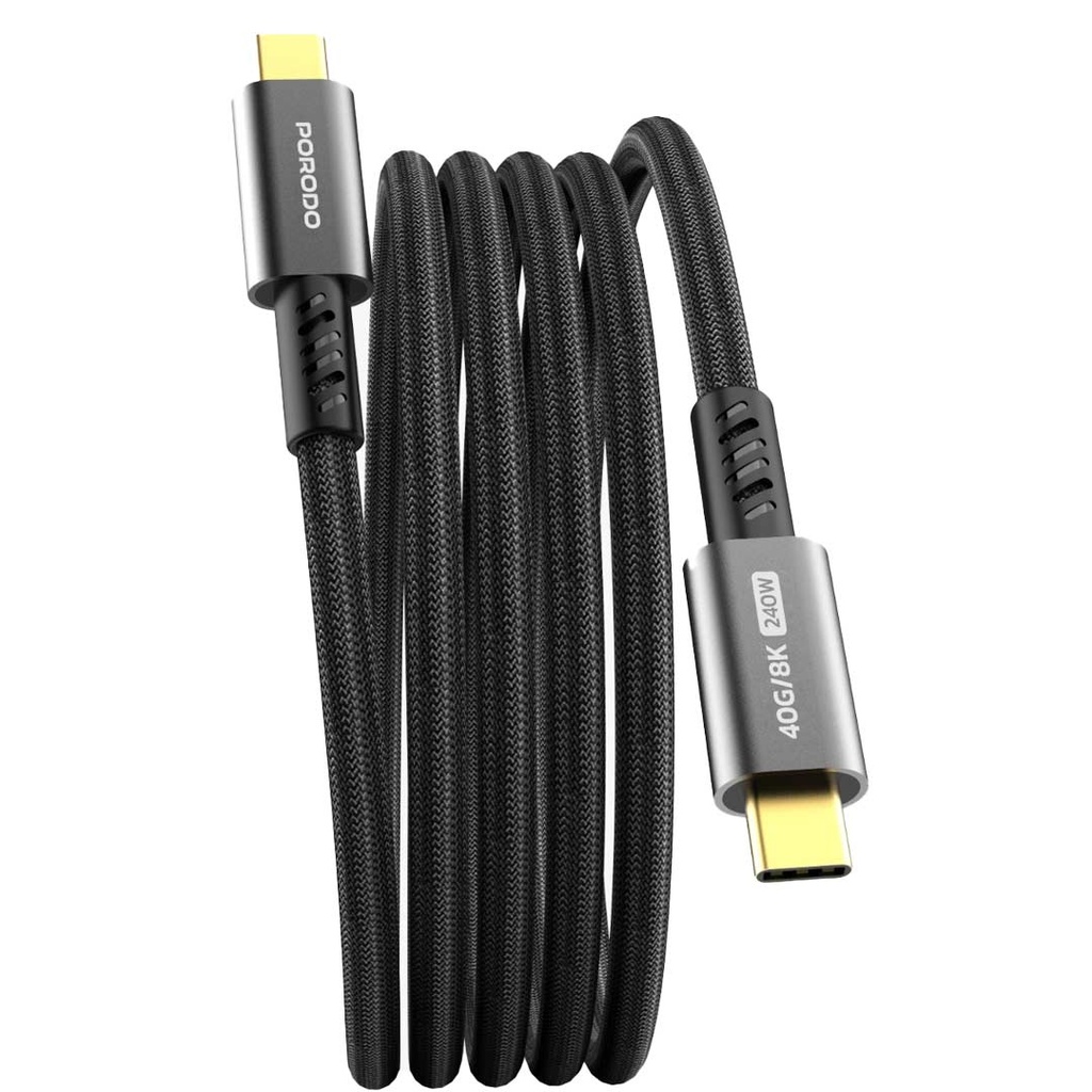 Porodo Woven TypeC-C Cable 240w 40gbps 8K 60hz