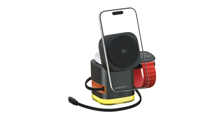Porodo Xpert 5-In-1 Retractable Wireless Charger with LED Light