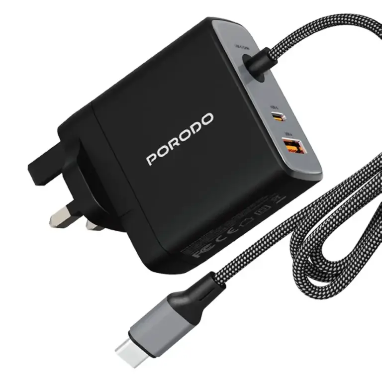 Porodo Zentrix 100W GaN Fast Charger with 1.5m Braided USB-C Cable