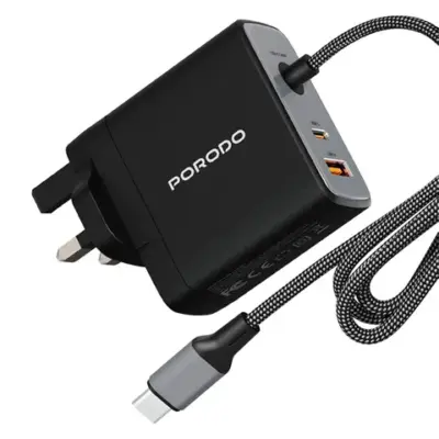 Porodo Zentrix 100W GaN Fast Charger with 1.5m Braided USB-C Cable