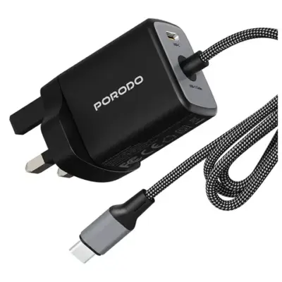 Porodo Zentrix 35W GaN Fast Charger with 1.5m Braided USB-C Cable