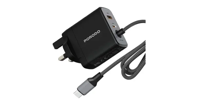 Porodo Zentrix 65W GaN Fast Charger with 1.5m Braided USB-C Cable