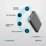 Powerology 10000mAh Retractable Cable Power Bank