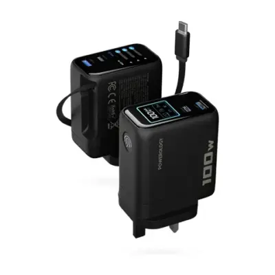 Powerology 100W TFT Adapter Retractable Type-C Cable