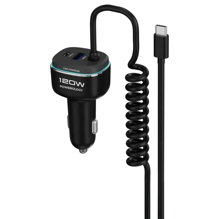Powerology 120W Fast Car Charger - Black/Grey
