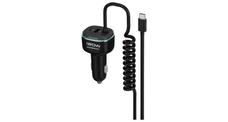 Powerology 120W Fast Car Charger - Black/Grey
