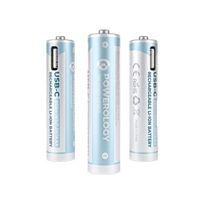 Powerology 1.5V Type-c Rechargeable Lithium-ion Battery AAA Battery 660mWh 4pcs per Pac