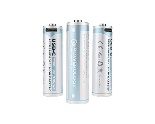 Powerology 1.5V Type-c Rechargeable Lithium-ion Battery AA Battery 2200mWh 4pcs per Pack