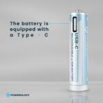 Powerology 1.5V Type-c Rechargeable Lithium-ion Battery AAA Battery 660mWh 4pcs per Pac