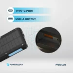 Powerology 20000mAh Solar Wireless Charging Power Bank