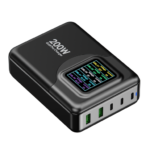 Powerology 200W Total Output GaN Charging Terminal with LED and Voltage Display