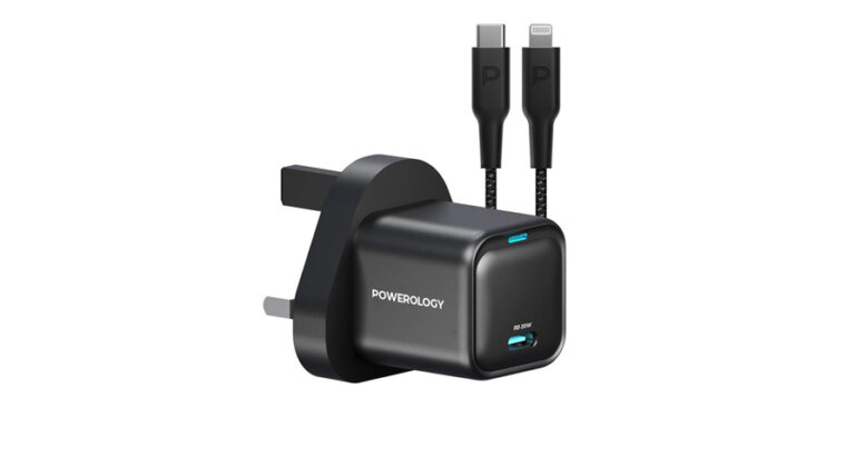 Powerology 20W Single C Port PD Charger UK with Type C to Lightining MFI 27W cable