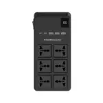 Powerology 2500W 6AC Power Strip with Built-In Retractable Cables