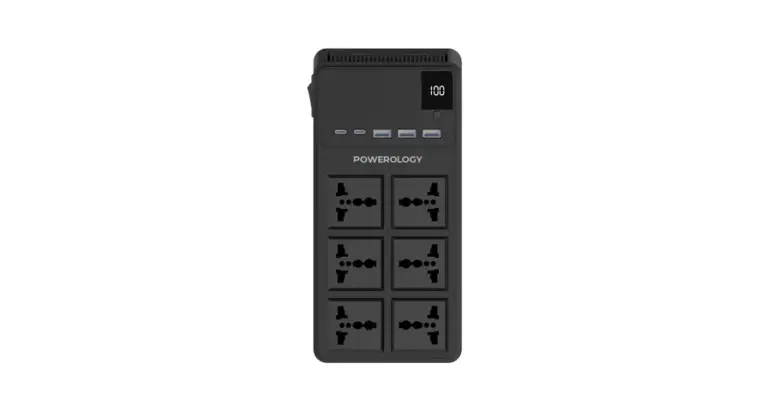 Powerology 2500W 6AC Power Strip with Built-In Retractable Cables