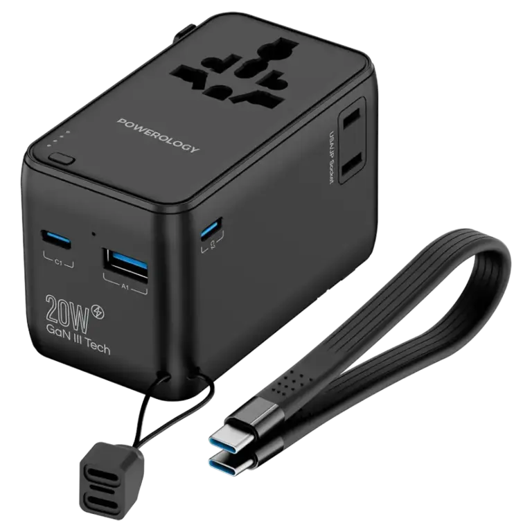 Powerology 2500W Universal Travel Adapter with 4000mAh Power Bank