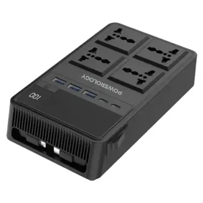 Powerology 2500w 4 AC Power Strip with Built-In Retractable Cables