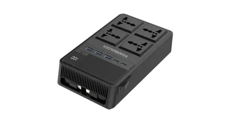 Powerology 2500w 4 AC Power Strip with Built-In Retractable Cables