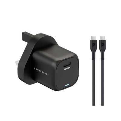 Powerology 33W GaN PD Charger with Type-C to Type-C 1.2m Cable