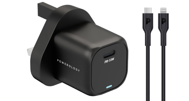 Powerology 33W GaN PD Charger with Type-C to Lightning 1.2m Cable