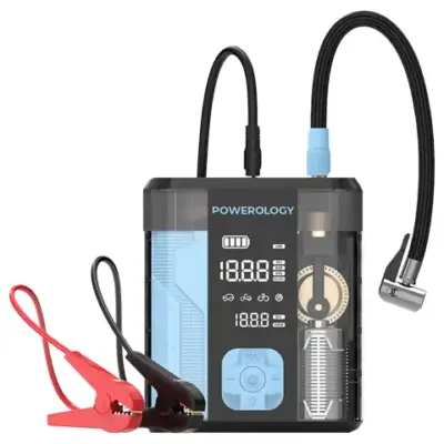 Powerology 3-In-1 Jump Starter & Tire Inflator - Black/Blue