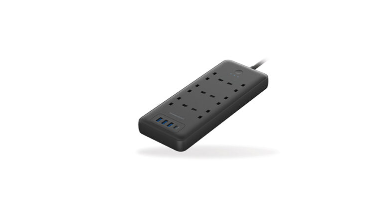 Powerology 48W 6AC 1x PD USB-C and 3x QC USB-A Power Strip with UK Plug