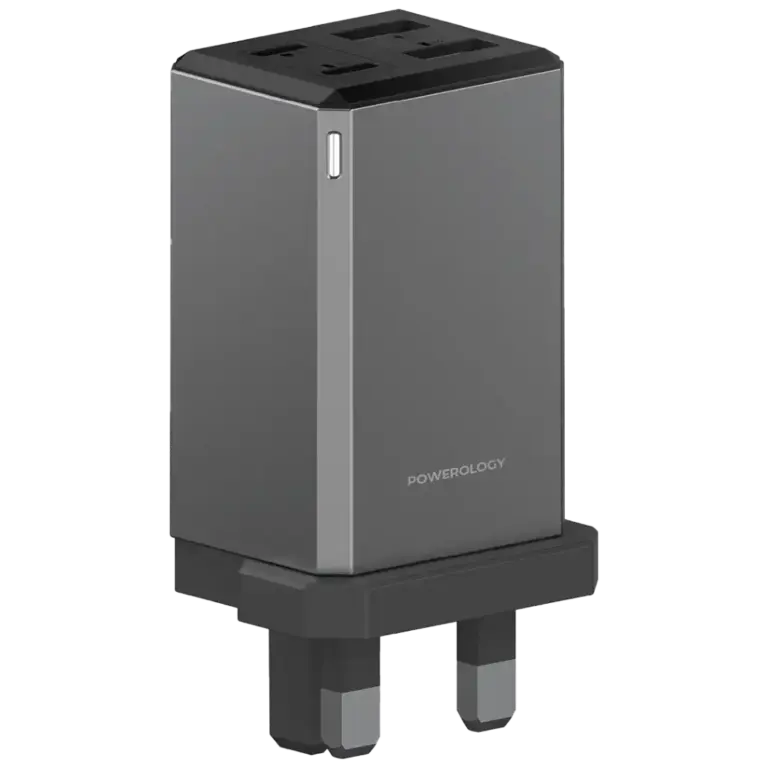 Powerology 65W GaN UK Plug Travel Adapter
