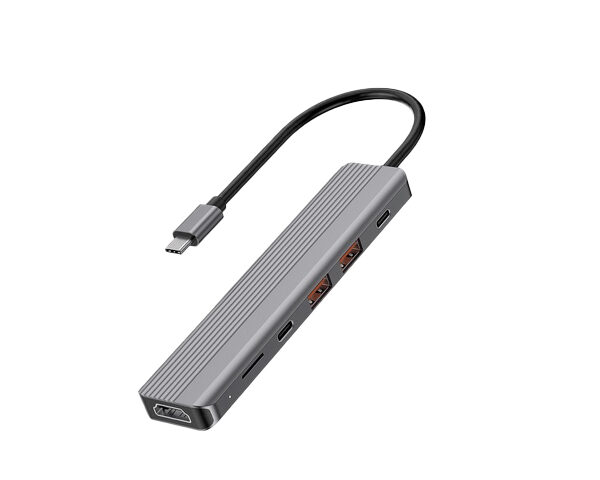 Powerology 6-in-1 Slim 4K HDMI USB-C Hub