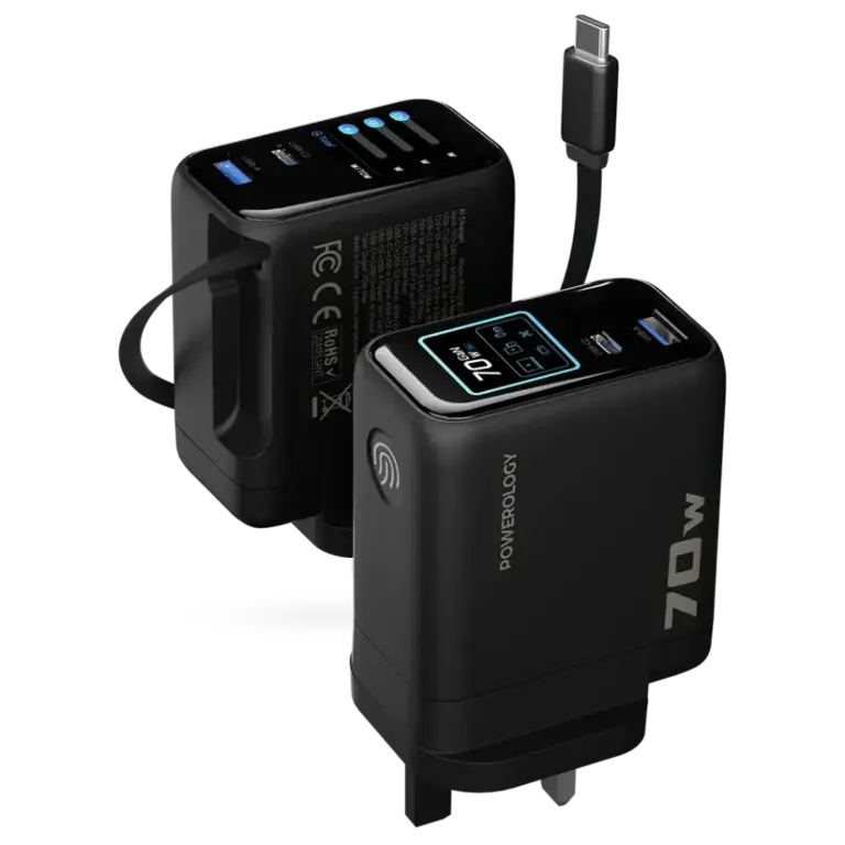Powerology 70W TFT Adapter with Retractable Type-C Cable