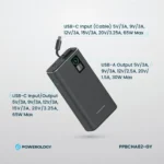 Powerology Aluminum 20000mAh Power Bank - Dark Gray