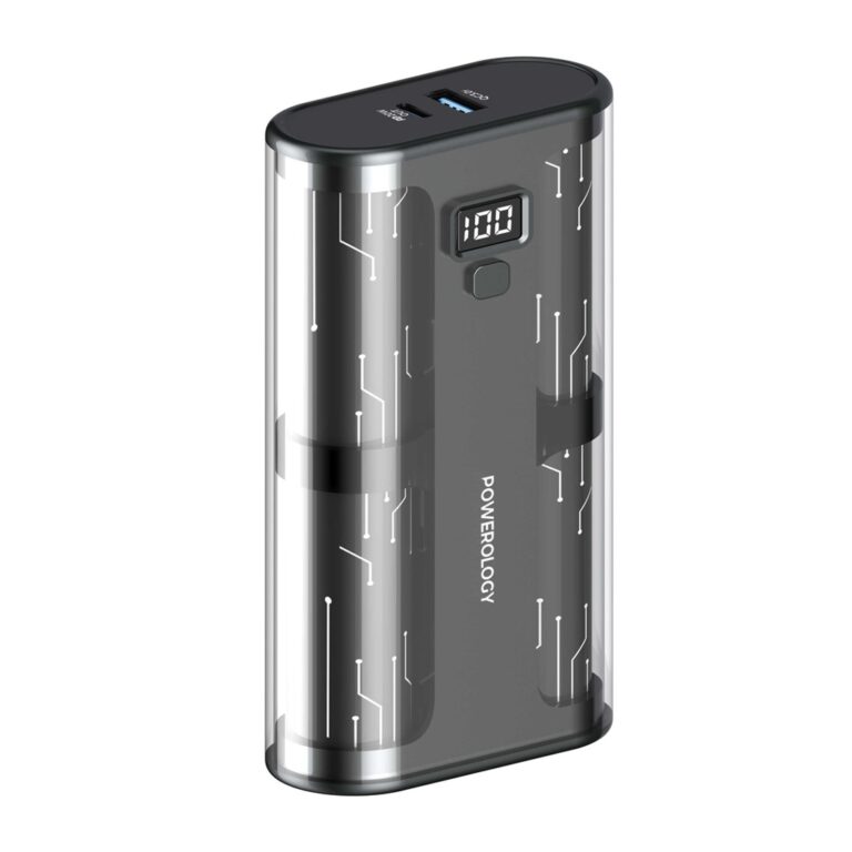 Powerology Crystalline Series Power bank 20000mAh PD 65W - Transparent/Grey