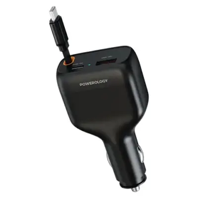 Powerology Cyber 81W USB-C Retractable Car Charger