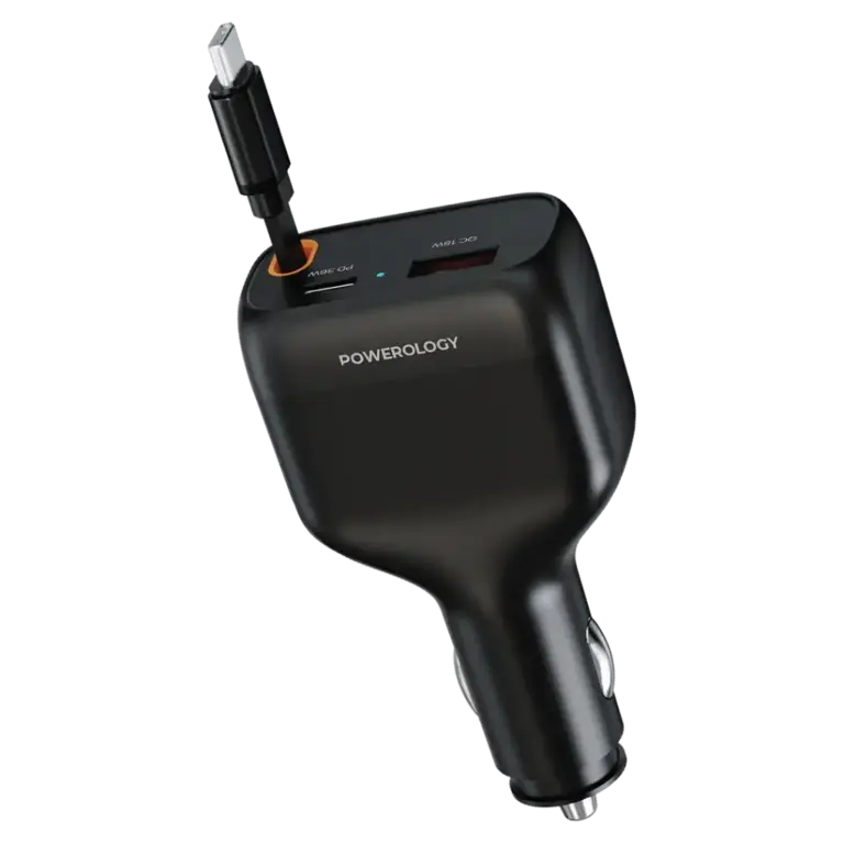 Powerology Cyber 81W USB-C Retractable Car Charger