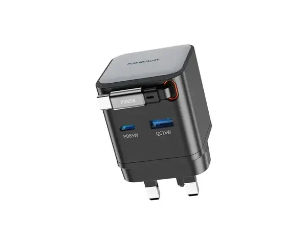 Powerology Dual Port | Retractable GaN Charger
