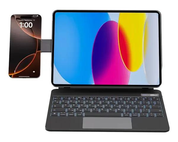 Powerology DynaBoard Wireless Keyboard Case with MagSafe Phone Holder for iPad 10th Gen